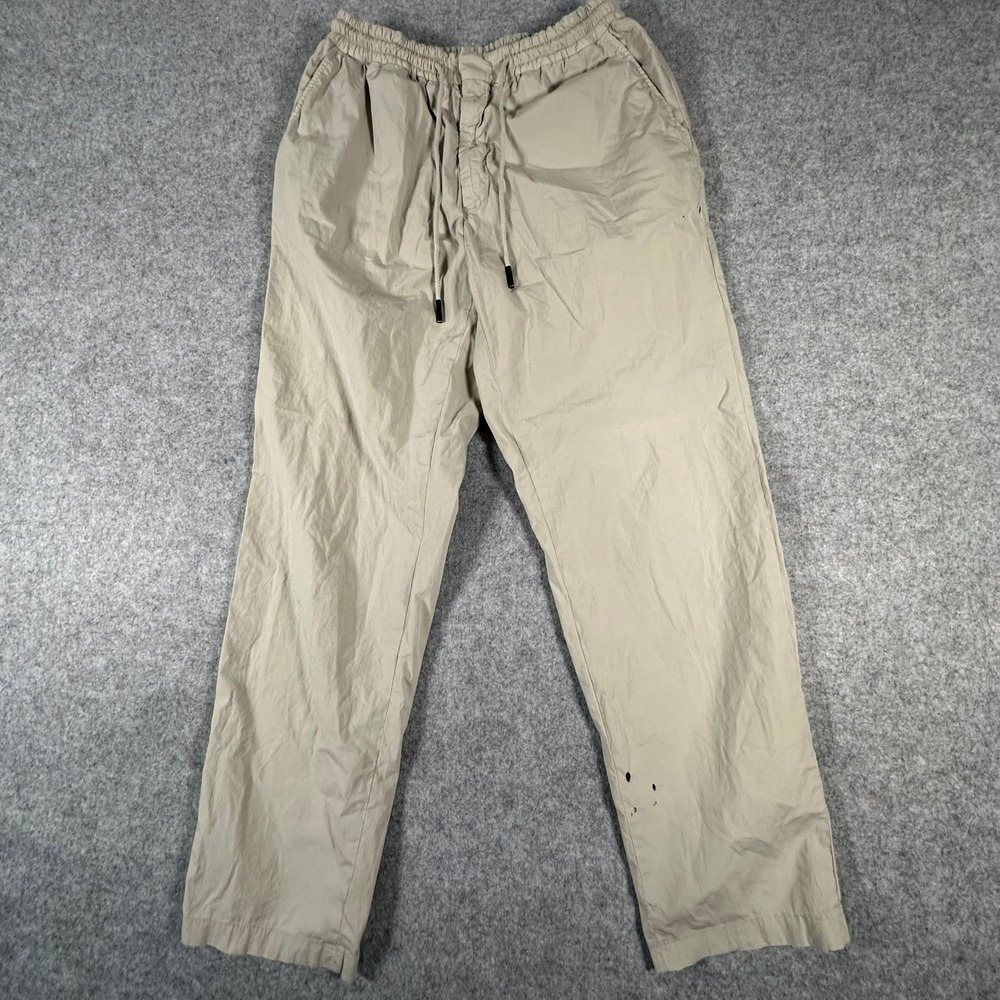Ermenegildo Zegna Tela Vela Trousers Mens Size 54 Beige Cotton Stretch Flaw Hole